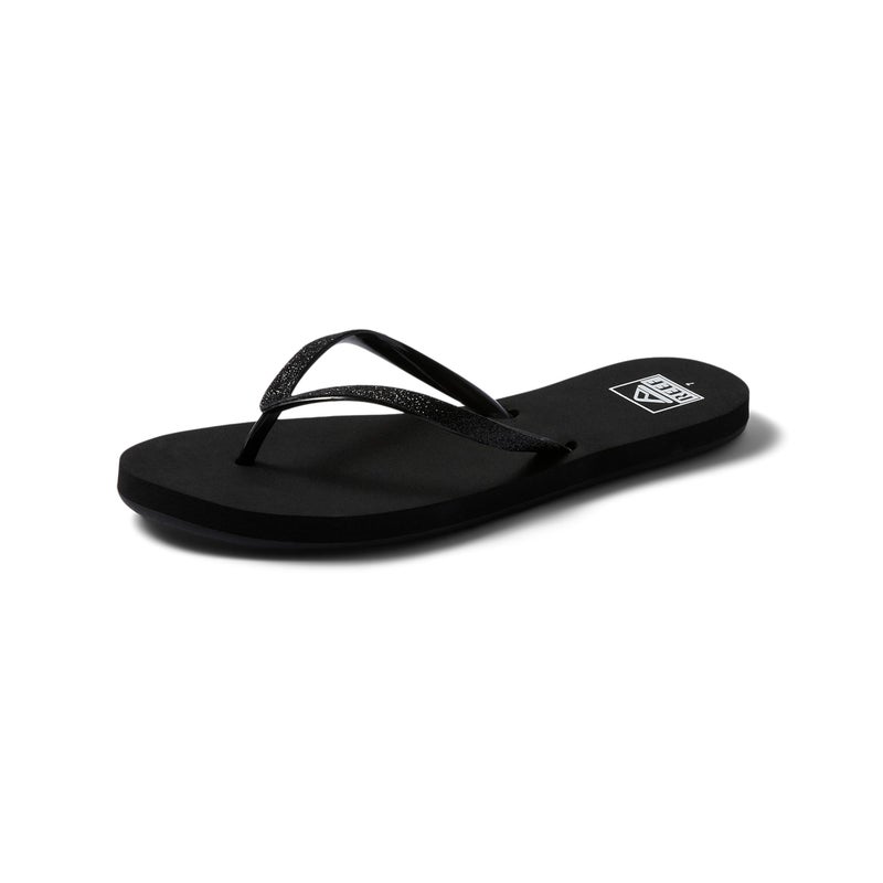 Reef Stargazer Womens Beach Flip Flop, Super Lightweight and Soft Footbed, Thin Glitter Strap, Black/Black, 10 - Image 1